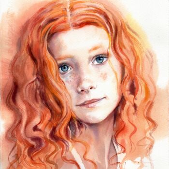 "Red-haired beauty." başlıklı Tablo Alla Prisakar. tarafından, Orijinal sanat, Suluboya