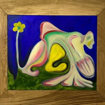 Peinture intitulée "Drapeau à la fleur…" par Sol Cattino, Œuvre d'art originale, Huile Monté sur Châssis en bois