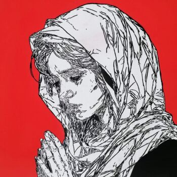 Malerei mit dem Titel "Prière intérieure" von Frédéric Font (Chroma), Original-Kunstwerk, Sprühfarbe Auf Keilrahmen aus Holz…