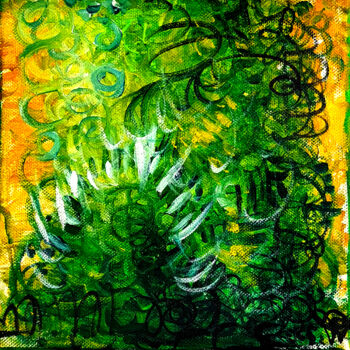 Malarstwo zatytułowany „Tableau Abstrait Ve…” autorstwa Pvettese, Oryginalna praca, Akryl Zamontowany na Drewniana rama noszy