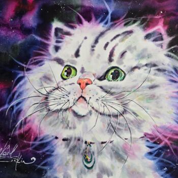 Painting titled "Watercolor Galaxy C…" by Yael Natali Sonkin, Original Artwork, Watercolor