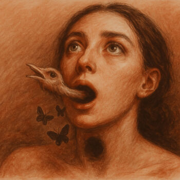 Zeichnungen mit dem Titel "Lo que nace del gri…" von Luis Key, Original-Kunstwerk, Kohle