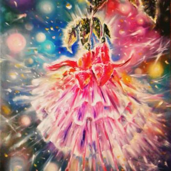Peinture intitulée "Dancing Fuchsia" par Antara Terrael, Œuvre d'art originale, Huile Monté sur Châssis en bois
