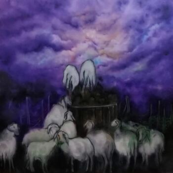 Peinture intitulée "sheeps" par Nuhay Özsoy, Œuvre d'art originale, Huile