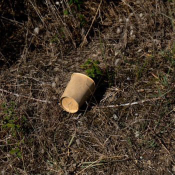 Fotografie getiteld "Gobelet sur lit d’a…" door Coralie Dauzats, Origineel Kunstwerk, Digitale fotografie