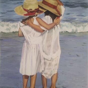 Painting titled "Deux petites filles…" by Patrick Foi, Original Artwork, Acrylic Mounted on Wood Stretcher frame