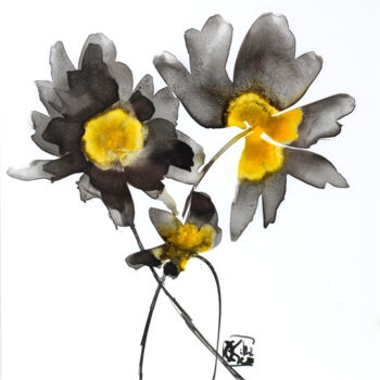 Malarstwo zatytułowany „Ancres 14” autorstwa Joelle Kem Lika, Oryginalna praca, Atrament Zamontowany na Inny sztywny panel