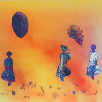 Collages titled "Mannequins 3" by Alain Noble, Original Artwork, Collages Mounted on Wood Stretcher frame