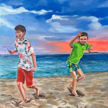 Malarstwo zatytułowany „Soirée dansante” autorstwa Fabienne Guetlin, Oryginalna praca, Akryl Zamontowany na Drewniana rama n…