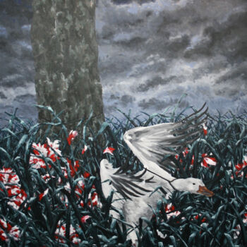 Peinture intitulée "Stuck" par Clara Lundgren, Œuvre d'art originale, Acrylique Monté sur Châssis en bois