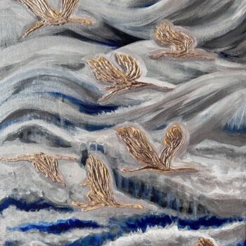 Painting titled "Cranes" by Mika Shigeru, Original Artwork, Acrylic