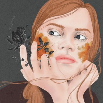 Digital Arts titled "The Fiery Girl" by Ekaterina Kuklina, Original Artwork, 2D Digital Work