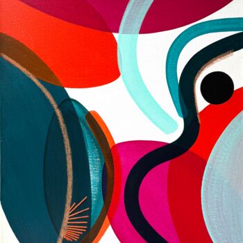 Painting titled "Spring sunset 11" by Laura Dujoncquoy, Original Artwork, Acrylic Mounted on Wood Stretcher frame