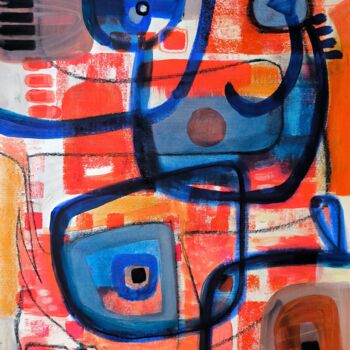 Schilderij getiteld "Blue dancer" door Thia Path, Origineel Kunstwerk, Acryl