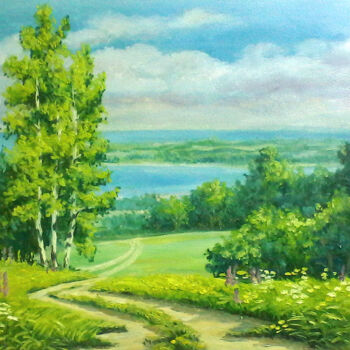 "Road To the Sea" başlıklı Tablo Olga Sunchali tarafından, Orijinal sanat, Petrol Ahşap Sedye çerçevesi üzerine monte edilmiş
