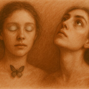 Zeichnungen mit dem Titel "Monarca" von Luis Key, Original-Kunstwerk, Kohle