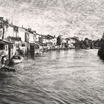 "La Charente à Saint…" başlıklı Resim Michel Schaillée tarafından, Orijinal sanat, Karakalem