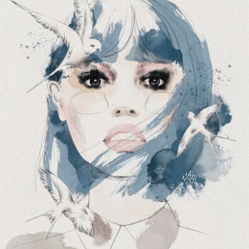 Digital Arts titled "Portrait of a girl…" by Ekaterina Kuklina, Original Artwork, Digital Print