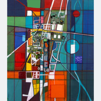 Peinture intitulée "FORME URBAINE 2" par Edcha, Œuvre d'art originale, Acrylique Monté sur Autre panneau rigide