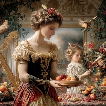 Digital Arts titled "Entre aromas y sonr…" by Minerva Becerril Escorza, Original Artwork, AI generated image