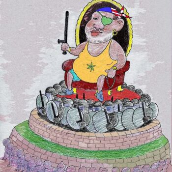 "État Matraque" başlıklı Resim Abdellatif Zeraïdi tarafından, Orijinal sanat, Mürekkep