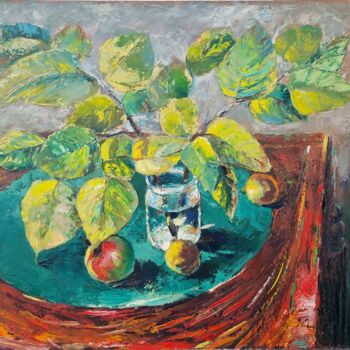 Peinture intitulée "Натюрморт с ломберн…" par Anatolij Goncarenko, Œuvre d'art originale, Huile Monté sur Carton