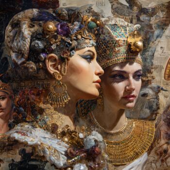 Digital Arts titled "Two Egyptian Women…" by Minerva Becerril Escorza, Original Artwork, AI generated image