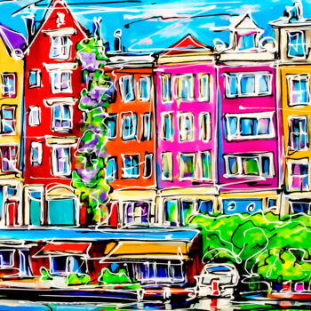 "Canal of Amsterdam…" başlıklı Tablo Mathias (1975) tarafından, Orijinal sanat, Akrilik