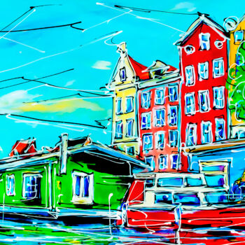 "Canal of Amsterdam,…" başlıklı Tablo Mathias (1975) tarafından, Orijinal sanat, Akrilik