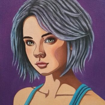 Peinture intitulée "peinture de portrai…" par Steivan Loundou, Œuvre d'art originale, Huile Monté sur Châssis en bois