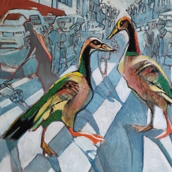 "Geese in the city" başlıklı Tablo Galya Didur tarafından, Orijinal sanat, Akrilik