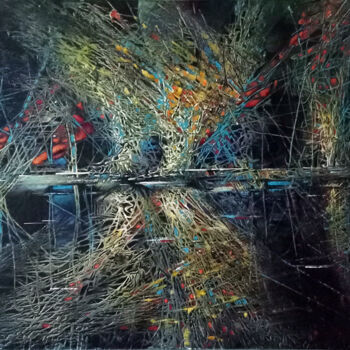 Картина под названием "Night shores.  Ночн…" - Uladzimir Skryhanau, Подлинное произведение искусства, Акрил Установлен на Де…