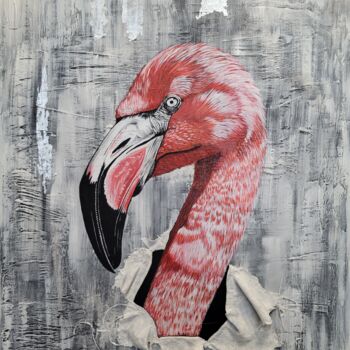 Pintura intitulada "Flamingo:  The Obse…" por Natalya Popovtseva, Obras de arte originais, Acrílico