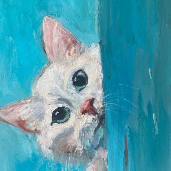 Ζωγραφική με τίτλο "Painting of a white…" από Svetlana Shtamburg, Αυθεντικά έργα τέχνης, Λάδι Τοποθετήθηκε στο Ξύλινο πάνελ