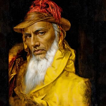 Digitale Kunst mit dem Titel "HOMME AU CHAPEAU (…" von Nictsi Khamira, Original-Kunstwerk, Digitale Malerei