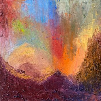 Painting titled "The Birth of Light" by Pelumi Fasasi, Original Artwork, Oil Mounted on Wood Stretcher frame