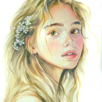 "The lovely girl" başlıklı Tablo Alla Prisakar. tarafından, Orijinal sanat, Suluboya