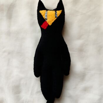 Sculpture titled "Textile cat" by Olesya Nikolaeva, Original Artwork, Fabric