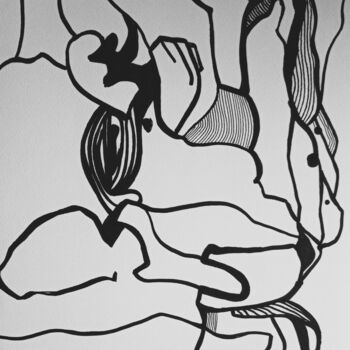 Zeichnungen mit dem Titel "Echo of Lines" von Anna Grochowska, Original-Kunstwerk, Marker