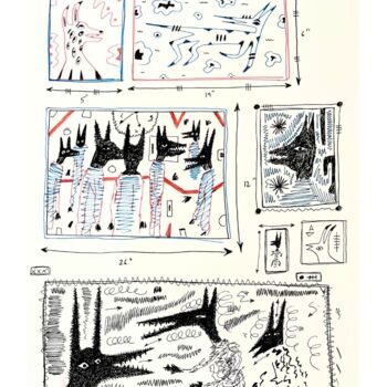 Zeichnungen mit dem Titel "Talking Dogs" von Billy Boat, Original-Kunstwerk, Tinte