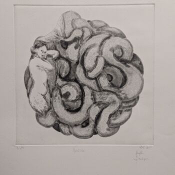 Printmaking titled "Néréide" by Angèle Bantignie, Original Artwork, Etching