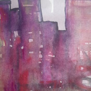 Peinture intitulée "Νight city" par Alexey Zhucovsky, Œuvre d'art originale, Aquarelle