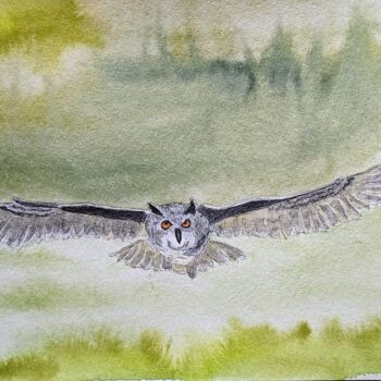 "En chasse" başlıklı Tablo Yannick Daubigné tarafından, Orijinal sanat, Suluboya