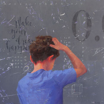 Peinture intitulée "NECKER'S CUBE" par Tomasa Martin, Œuvre d'art originale, Huile Monté sur Châssis en bois