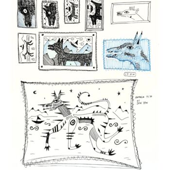 Zeichnungen mit dem Titel "Horse Abstracted" von Billy Boat, Original-Kunstwerk, Tinte