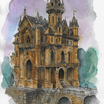 "🏰 The Castle of Mis…" başlıklı Resim Armajay tarafından, Orijinal sanat, Suluboya
