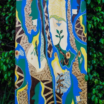 Painting titled "Faces da natureza" by Viva Arte Intuitiva, Original Artwork, Acrylic Mounted on artwork_cat.