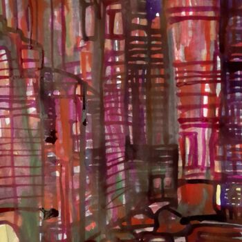 Peinture intitulée "Lined city" par Alexey Zhucovsky, Œuvre d'art originale, Aquarelle
