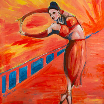 Malarstwo zatytułowany „Flame of Motion – a…” autorstwa Margarita Siebke, Oryginalna praca, Akryl Zamontowany na Drewniana r…