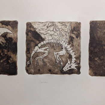 Printmaking titled "Squelettes" by Angèle Bantignie, Original Artwork, Etching